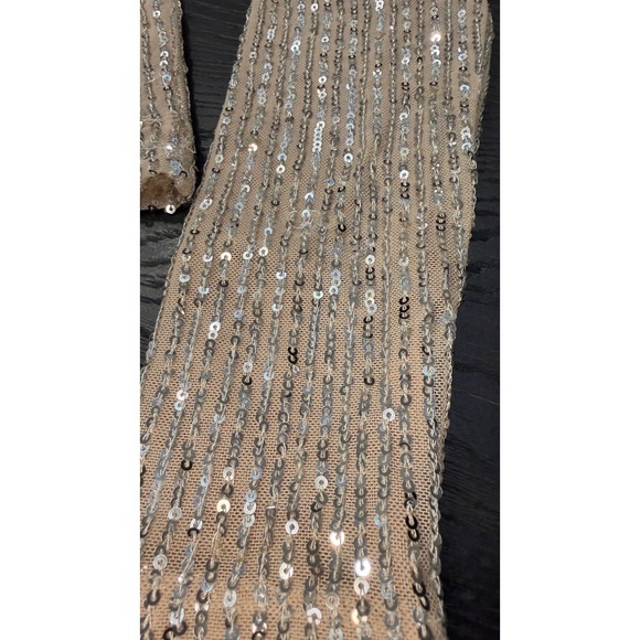 Abercrombie & Fitch Sequin Mock Neck Long Sleeve Top Champagne Silver XS - Picture 3 of 9